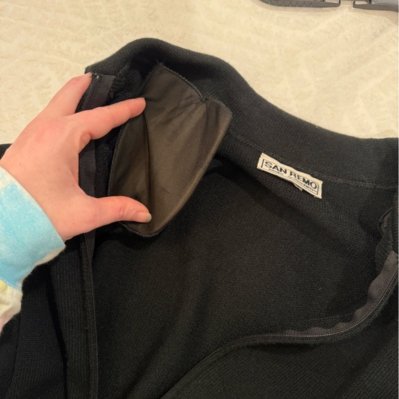Vintage San Remo Black Zip-Up collared cardigan - Picture 4 of 6